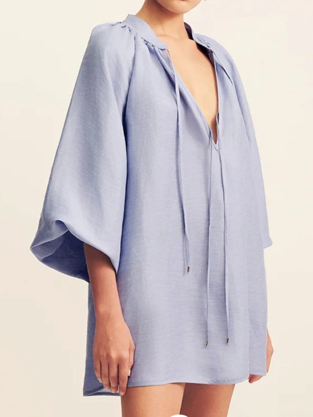 Shona Joy Marlowe Linen Blend Mini Dress Chambray Blue Size 0